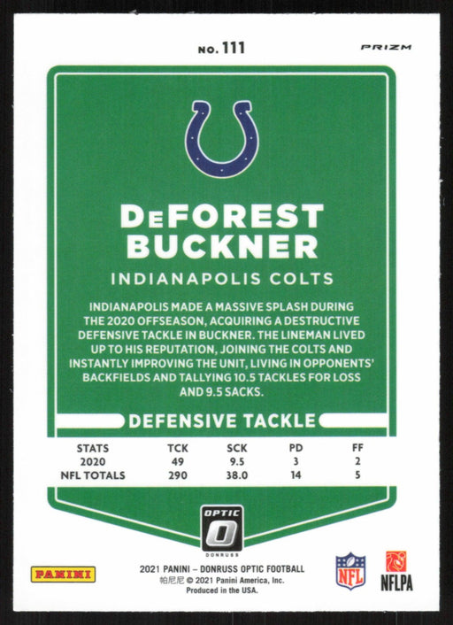 DeForest Buckner 2021 Donruss Optic # 111 Silver Prizm Indianapolis Colts - Collectible Craze America