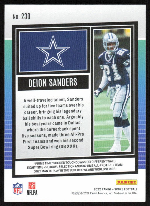 Deion Sanders 2022 Panini Score Football # 230 Base Dallas Cowboys - Collectible Craze America