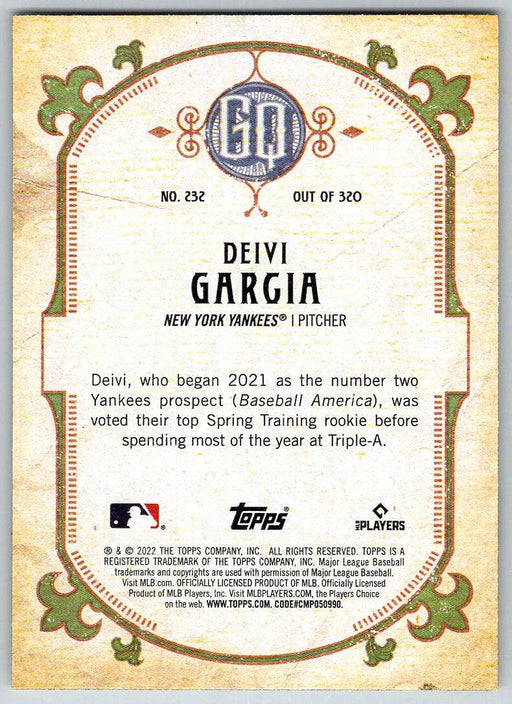Deivi Garcia 2022 Topps Gypsy Queen # 232 New York Yankees - Collectible Craze America