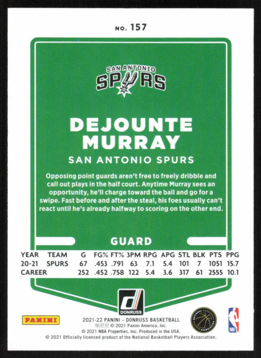 Dejounte Murray 2021 Donruss # 157 Orange Holo Laser San Antonio Spurs - Collectible Craze America