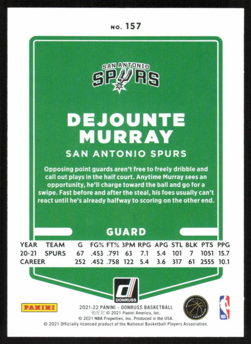 Dejounte Murray 2021 Donruss # 157 Orange Holo Laser San Antonio Spurs - Collectible Craze America