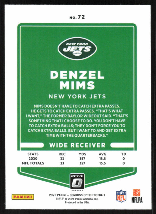 Denzel Mims 2021 Donruss Optic # 72 New York Jets - Collectible Craze America