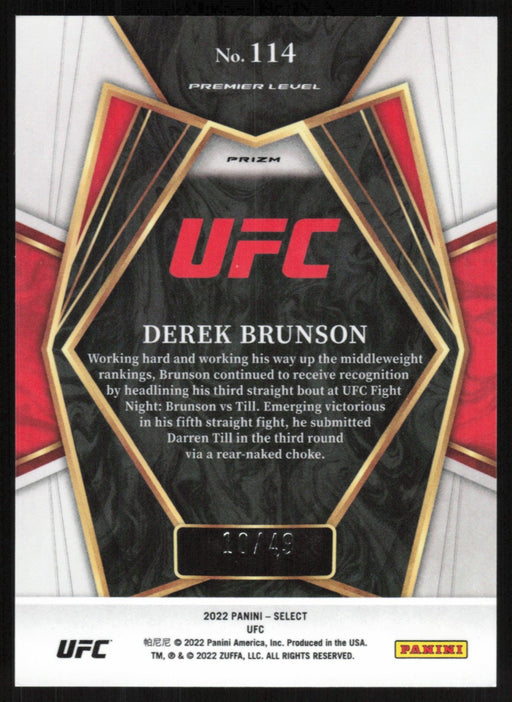 Derek Brunson 2022 Panini Select UFC # 114 Teal & Pink Prizm 10/49 - Collectible Craze America