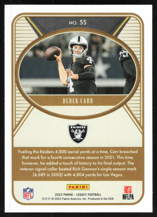 Derek Carr 2022 Panini Legacy Football Base # 55 Las Vegas Raiders - Collectible Craze America