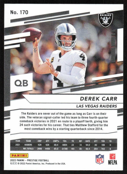 Derek Carr 2022 Panini Prestige # 170 Las Vegas Raiders - Collectible Craze America