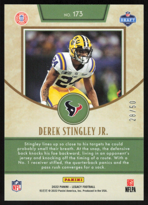 Derek Stingley Jr. 2022 Panini Legacy # 173 RC Ruby Premium Edition 28/50 Houston Texans - Collectible Craze America