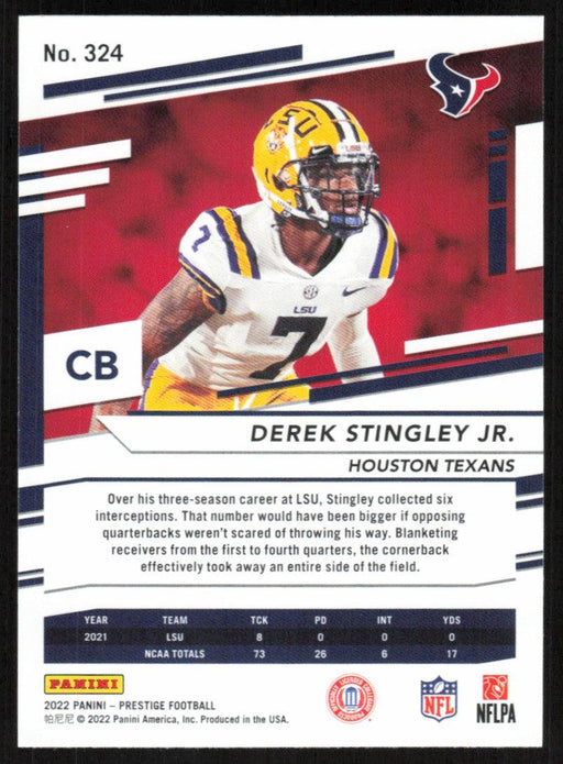 Derek Stingley Jr. 2022 Panini Prestige Xtra Points # 324 RC Galaxy Houston Texans - Collectible Craze America