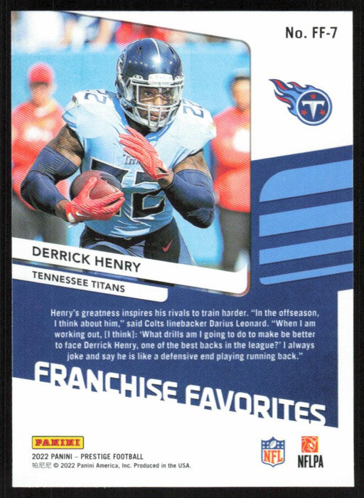 Derrick Henry 2022 Panini Prestige Franchise Favorites # FF-7 Insert Tennessee Titans - Collectible Craze America