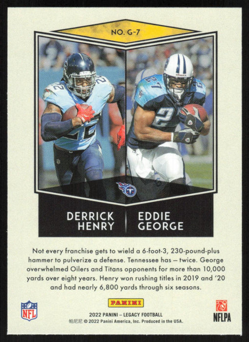 Derrick Henry/Eddie George 2022 Panini Legacy Generations # G-7 Tennessee Titans - Collectible Craze America