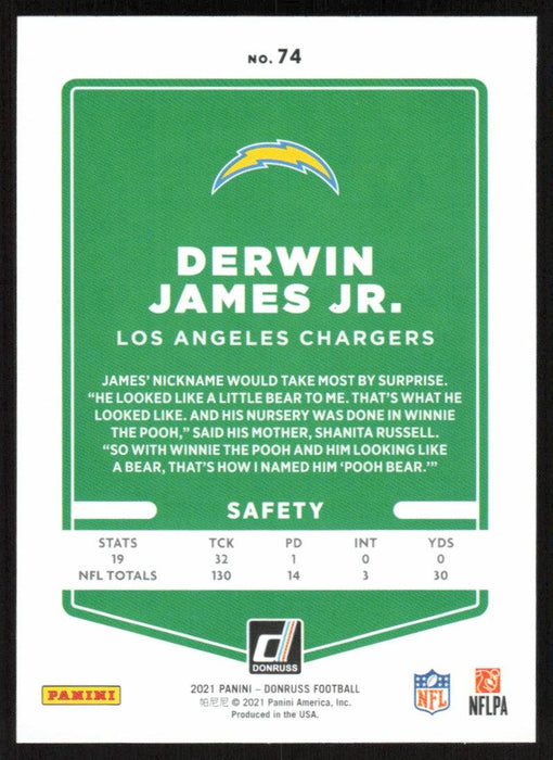 Derwin James Jr. 2021 Donruss Football # 74 Los Angeles Chargers Base - Collectible Craze America