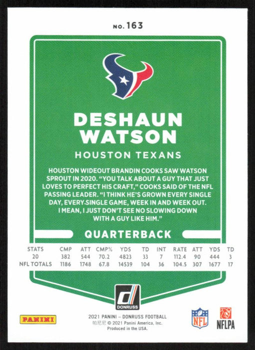 Deshaun Watson 2021 Donruss Football # 163 Houston Texans Base - Collectible Craze America