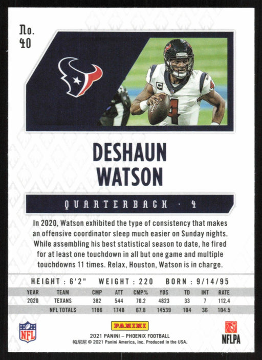 Deshaun Watson 2021 Panini Phoenix # 40 Houston Texans Base - Collectible Craze America