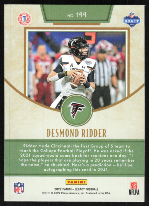 Desmond Ridder 2022 Panini Legacy Rookie # 144 RC Atlanta Falcons Base - Collectible Craze America