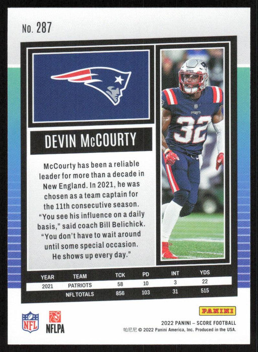 Devin McCourty 2022 Panini Score Football # 287 Base New England Patriots - Collectible Craze America