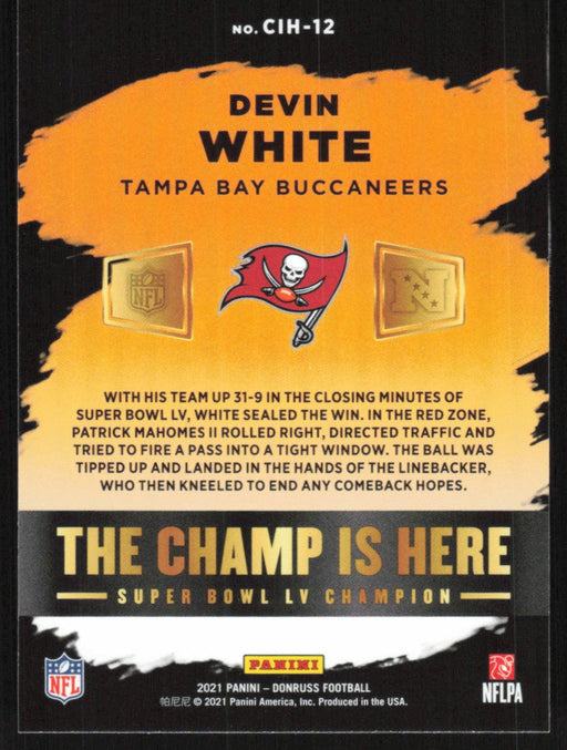 Devin White 2021 Donruss Champ Is Here # CIH-12 Tampa Bay Buccaneers - Collectible Craze America