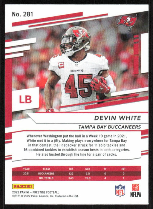 Devin White 2022 Panini Prestige # 281 Tampa Bay Buccaneers - Collectible Craze America