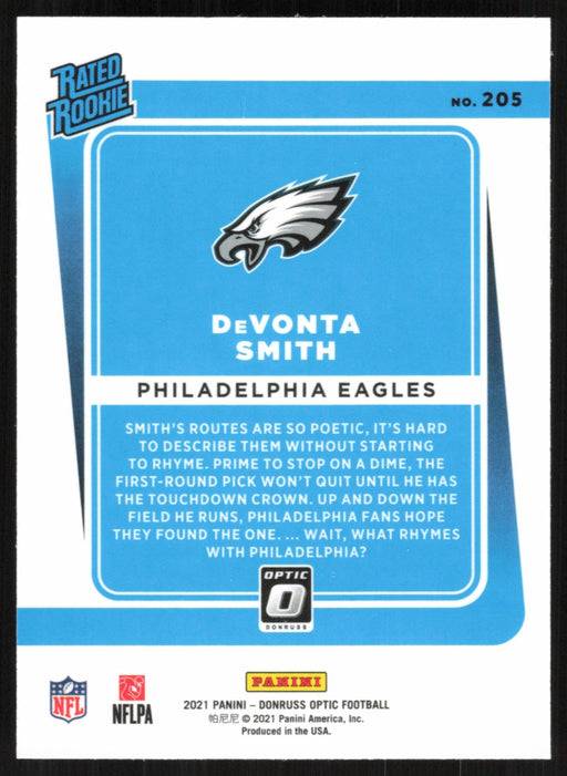 DeVonta Smith 2021 Donruss Optic Rated Rooke # 205 RC Philadelphia Eagles Base - Collectible Craze America