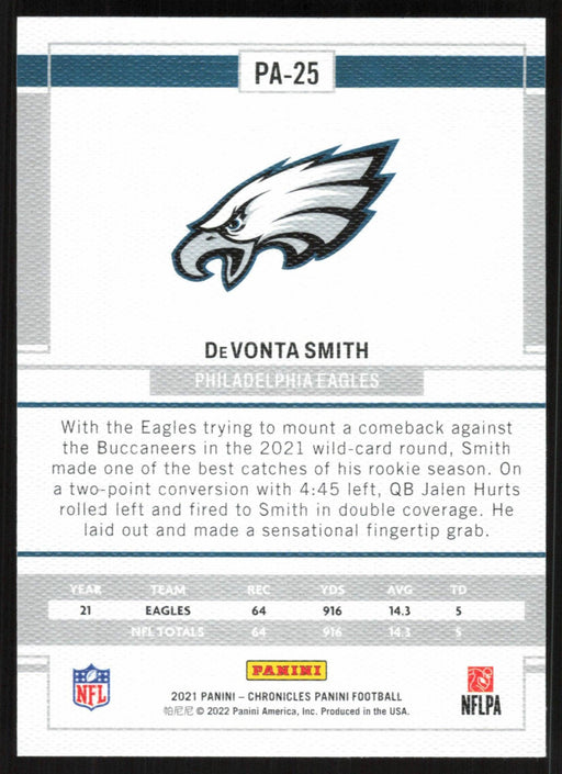 DeVonta Smith 2021 Panini Chronicles Panini # PA-25 RC Philadelphia Eagles - Collectible Craze America