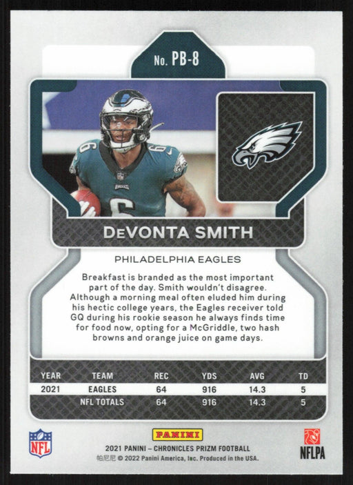 DeVonta Smith 2021 Panini Chronicles Prizm Black # PB-8 RC Philadelphia Eagles - Collectible Craze America