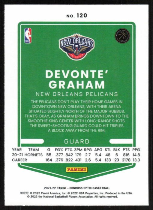 Devonte Graham 2021 Panini Donruss Optic # 120 New Orleans Pelicans Base - Collectible Craze America