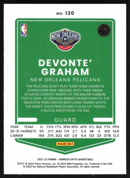 Devonte Graham 2021 Panini Donruss Optic # 120 New Orleans Pelicans Base - Collectible Craze America