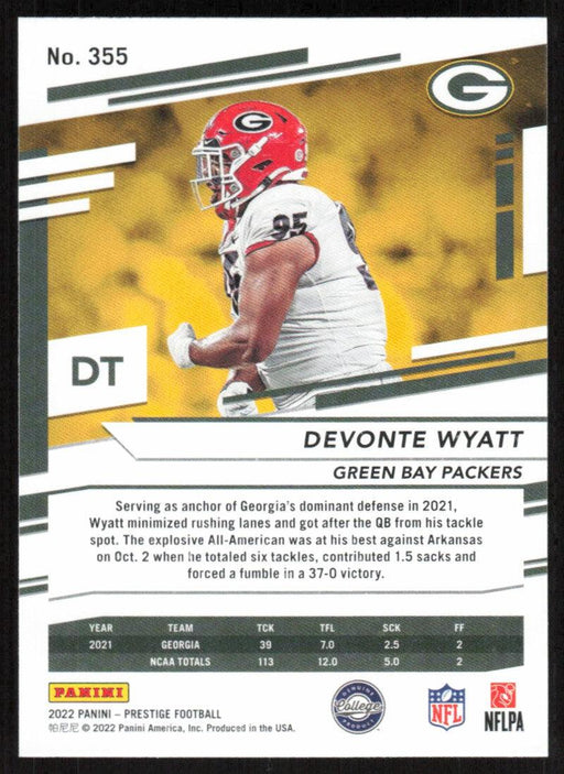 Devonte Wyatt 2022 Panini Prestige # 355 RC Green Bay Packers - Collectible Craze America