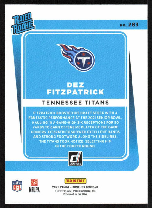 Dez Fitzpatrick 2021 Donruss Football # 283 RC Tennessee Titans Rated Rookie Base - Collectible Craze America