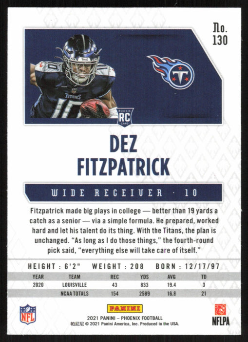 Dez Fitzpatrick 2021 Panini Phoenix Football # 130 RC Tennessee Titans Base - Collectible Craze America