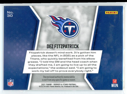 Dez Fitzpatrick 2021 Panini Rookies & Stars Year One Relics # 30 RC Patch Tennessee Titans - Collectible Craze America