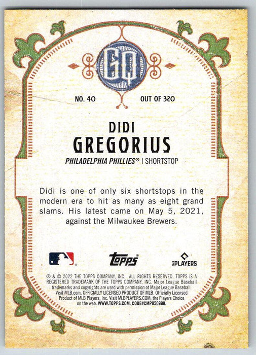 Didi Gregorius 2022 Topps Gypsy Queen # 40 Philadelphia Phillies - Collectible Craze America