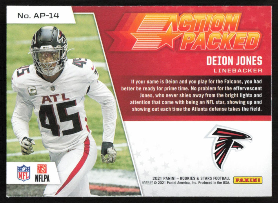 Dion Jones 2021 Panini Rookie & Stars # AP-14 Action Packed Atlanta Falcons - Collectible Craze America