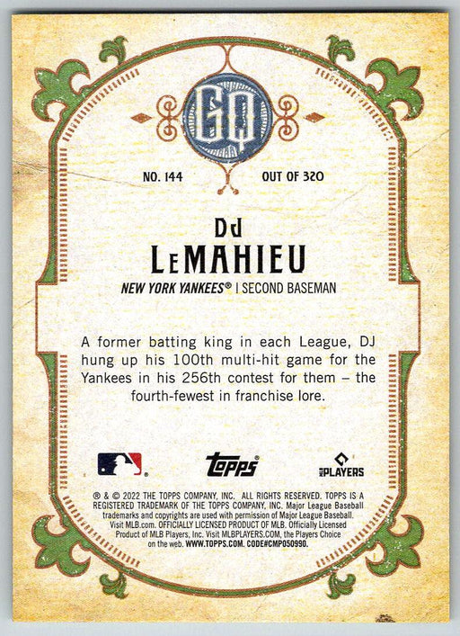 DJ LeMahieu 2022 Topps Gypsy Queen # 144 New York Yankees - Collectible Craze America