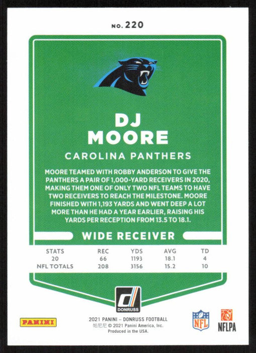 DJ Moore 2021 Donruss Football # 220 Carolina Panthers Base - Collectible Craze America