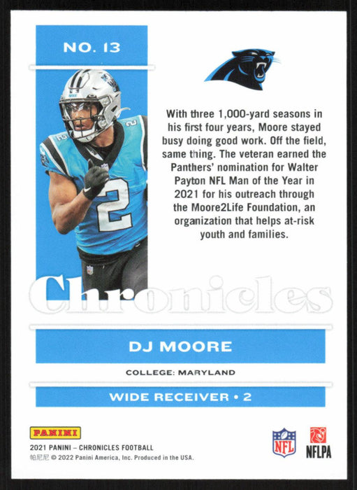 DJ Moore 2021 Panini Chronicles # 13 Carolina Panthers Base - Collectible Craze America