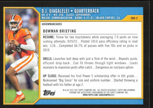 DJ Uiagalelei 2021 Bowman University Football # 2KB-2 Insert Clemson Tigers - Collectible Craze America