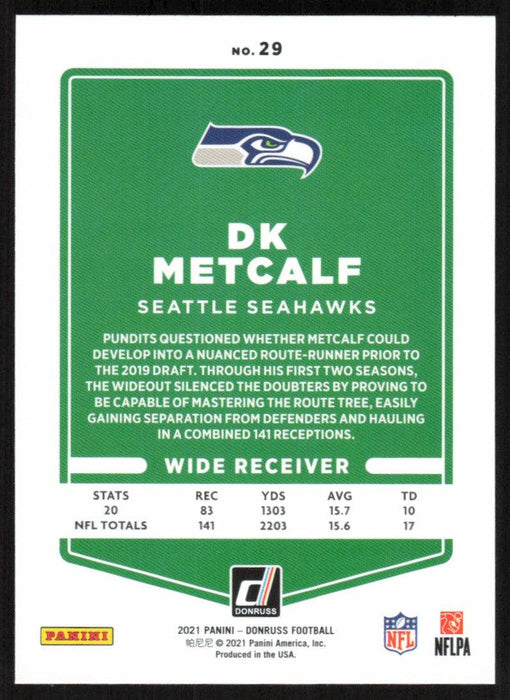 DK Metcalf 2021 Donruss Football # 29 Seattle Seahawks Image Variation Base - Collectible Craze America