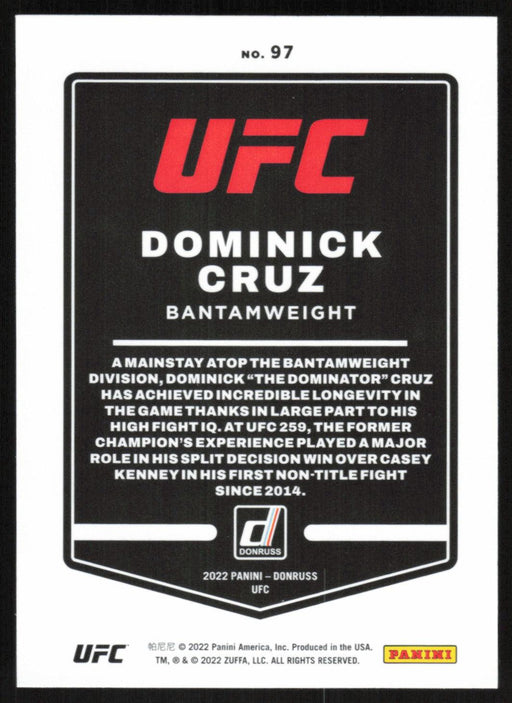 Dominick Cruz 2022 Panini Donruss UFC Base # 97 Bantamweight - Collectible Craze America