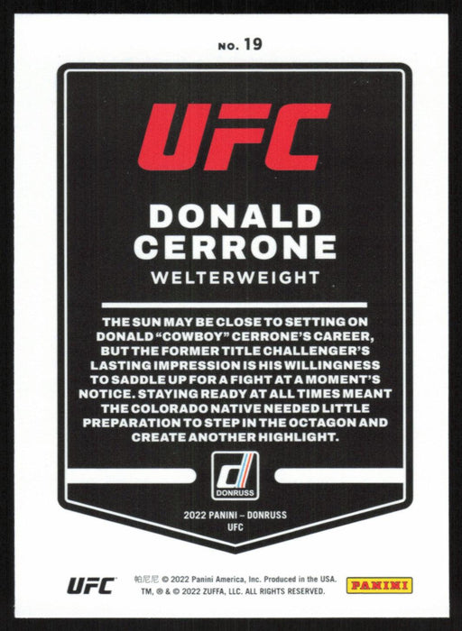 Donald Cerrone 2022 Panini Donruss UFC Base # 19 Welterweight - Collectible Craze America