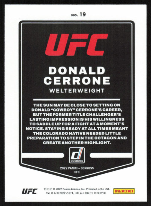 Donald Cerrone 2022 Panini Donruss UFC Base # 19 Welterweight - Collectible Craze America