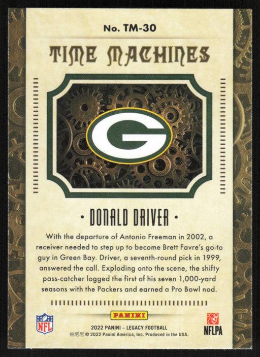 Donald Driver 2022 Panini Legacy Time Machines # TM-30 Green Bay Packers - Collectible Craze America