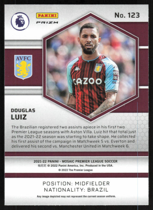 Douglas Luiz 2021 Panini Mosaic Premier League # 123 Silver Prizm Aston Villa - Collectible Craze America