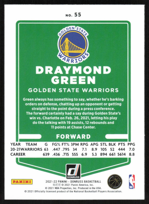 Draymond Green 2021 Donruss # 55 Orange Holo Laser Golden State Warriors - Collectible Craze America