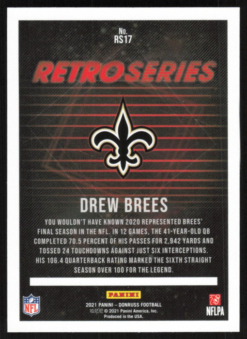 Drew Brees 2021 Donruss Retro Series # RS17 New Orleans Saints - Collectible Craze America