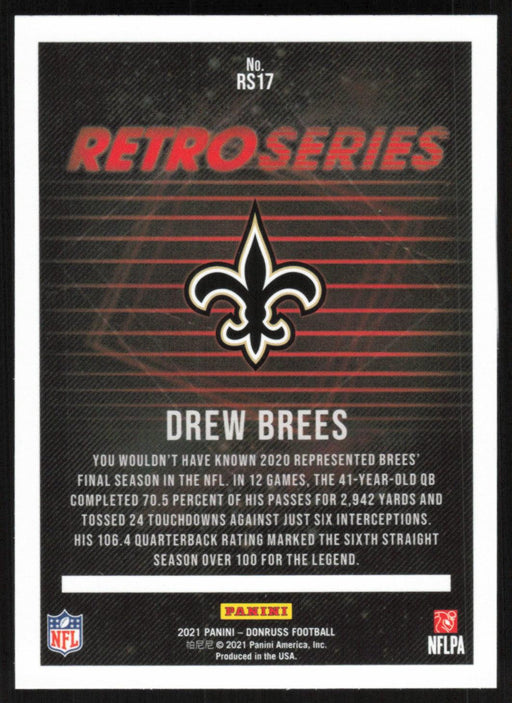 Drew Brees 2021 Donruss Retro Series # RS17 New Orleans Saints - Collectible Craze America