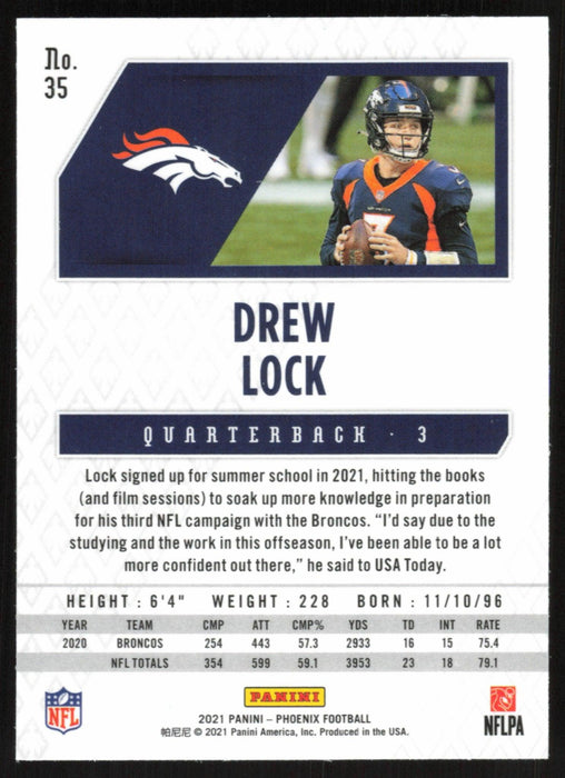 Drew Lock 2021 Panini Phoenix # 35 Denver Broncos Base - Collectible Craze America