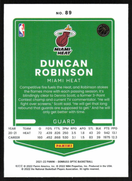 Duncan Robinson 2021 Panini Donruss Optic # 89 Miami Heat Base - Collectible Craze America