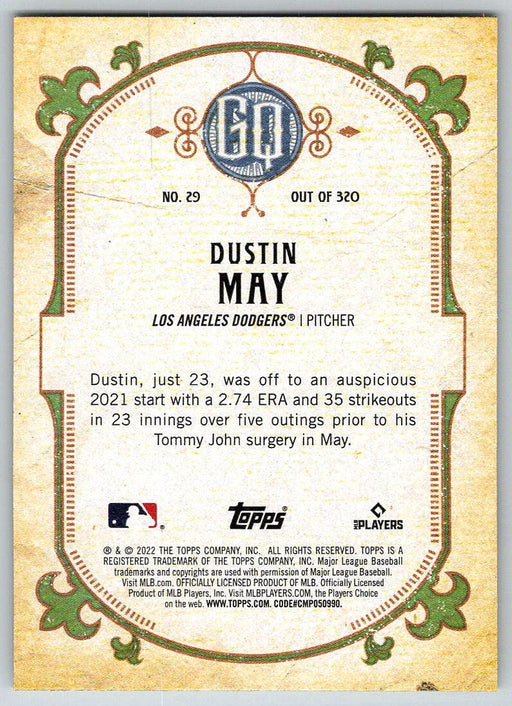 Dustin May 2022 Topps Gypsy Queen # 29 Los Angeles Dodgers - Collectible Craze America