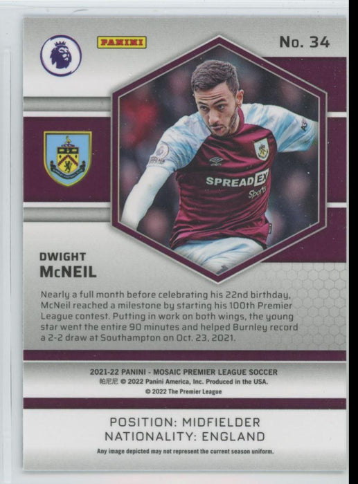 Dwight McNeil 2021 Panini Mosaic Premier League # 34 Burnley - Collectible Craze America