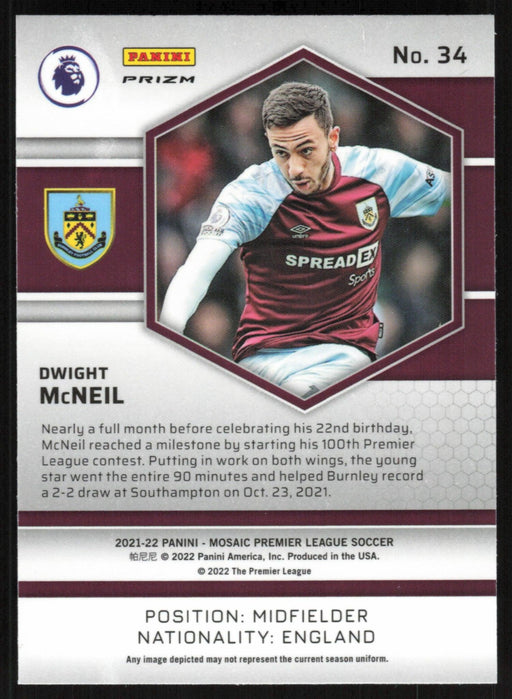 Dwight McNeil 2021 Panini Mosaic Premier League # 34 Mosaic Prizm Burnley - Collectible Craze America