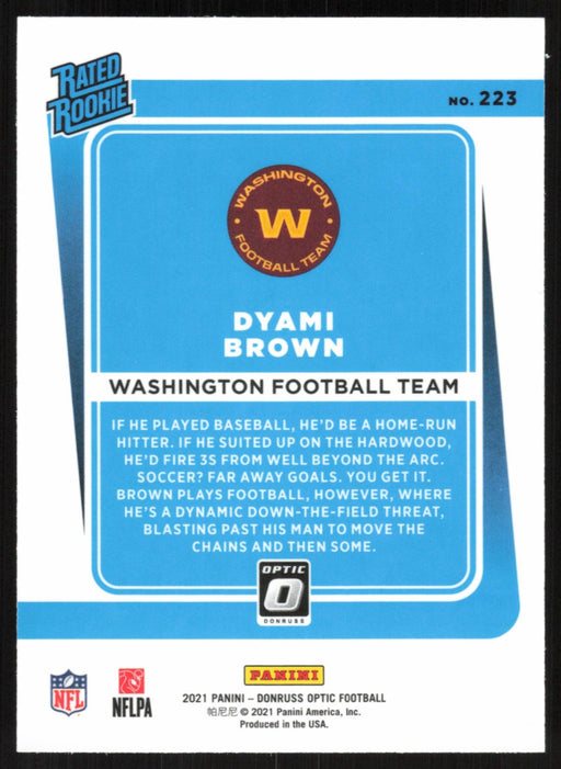 Dyami Brown 2021 Donruss Optic Rated Rooke # 223 RC Washington Football Team Base - Collectible Craze America